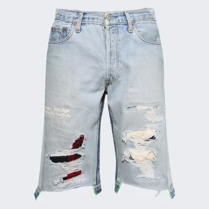 Better with age Monroe triple-wide denim repair shorts indigo