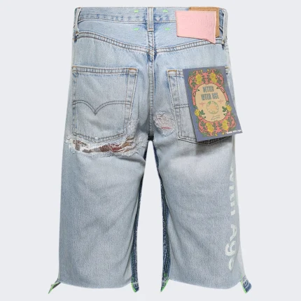 Better with age Monroe triple-wide denim repair shorts indigo